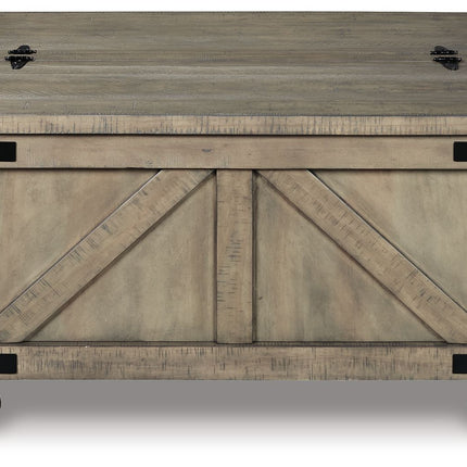 Aldwin - Gray - Cocktail Table With Storage - Square Ashley Furniture 