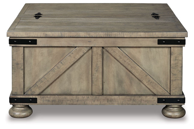 Aldwin - Gray - Cocktail Table With Storage - Square Ashley Furniture 