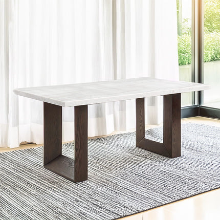 Edwyn - Dining Table With Marble Top - White Natural Marble Top & Brown Finish ACME 