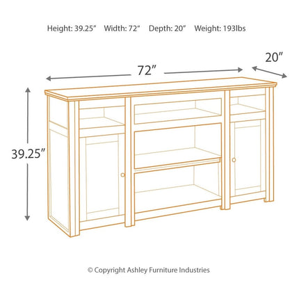 Harpan - Reddish Brown - 2 Pc. - 72" TV Stand With Electric Infrared Fireplace Insert Signature Design by Ashley® 