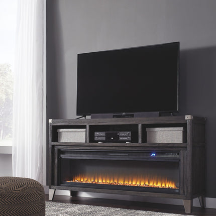 Todoe - Gray - 2 Pc. - 65" TV Stand With Wide Fireplace Insert Signature Design by Ashley® 