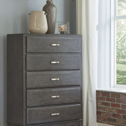 Caitbrook - Gray - Five Drawer Chest Ashley Furniture 