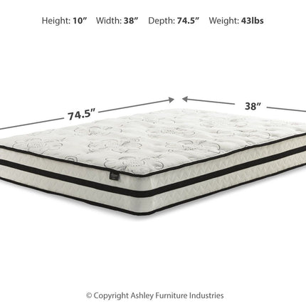 Chime 10 Inch Hybrid - White - 2 Pc. - Queen Mattress And Pillow Sierra Sleep® by Ashley 