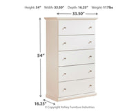 Thumbnail for Bostwick - White - Five Drawer Chest - Tony's Home Furnishings