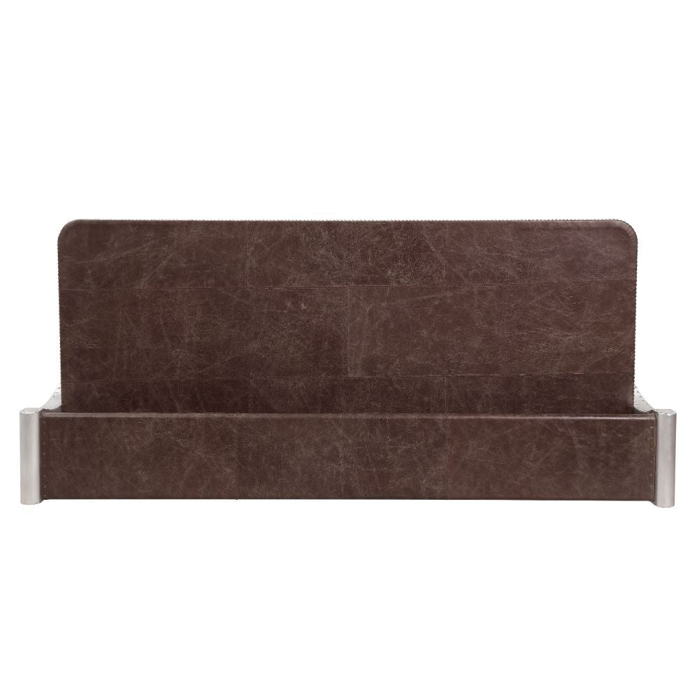 Brancaster - Desk - Retro Brown Top Grain Leather & Aluminum ACME 