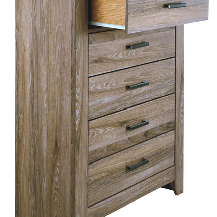 Zelen - Warm Gray - Five Drawer Chest Ashley Furniture 