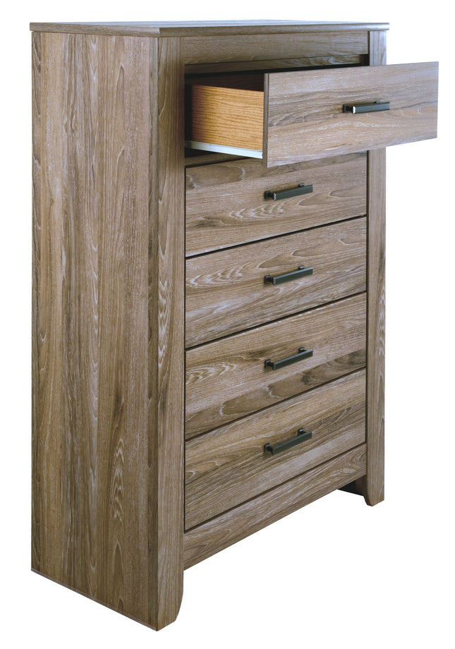 Zelen - Warm Gray - Five Drawer Chest Ashley Furniture 