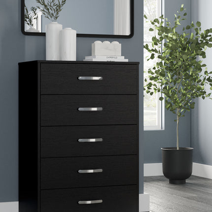 Finch - Black - Five Drawer Chest - 46" Height Signature Design by Ashley® 