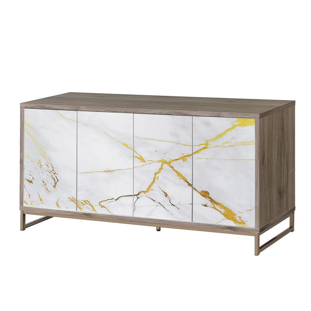 Paavan - Console Cabinet - White Marble Print & Oak Champagne - Tony's Home Furnishings
