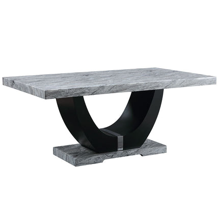 Caralin - Dining Table - Engineered Stone & Black Finish ACME 