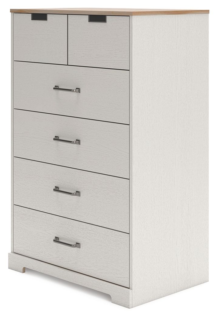 Vaibryn - White / Brown / Beige - Five Drawer Chest - Vinyl-Wrapped - Tony's Home Furnishings