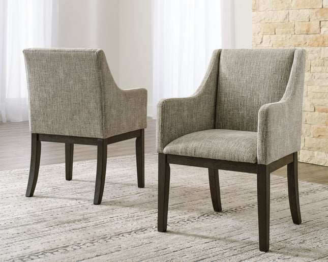 Burkhaus - Beige / Dark Brown - Dining Uph Arm Chair (Set of 2) Signature Design by Ashley® Yakima WA