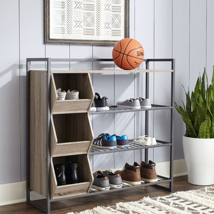 Maccenet - Grayish Brown / Gunmetal - Shoe Rack Ashley Furniture 