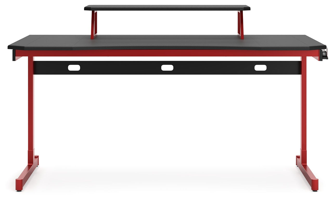 Lynxtyn - Red / Black - Home Office Desk With Raised Monitor Stand - Tony's Home Furnishings