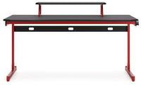 Thumbnail for Lynxtyn - Red / Black - Home Office Desk With Raised Monitor Stand - Tony's Home Furnishings