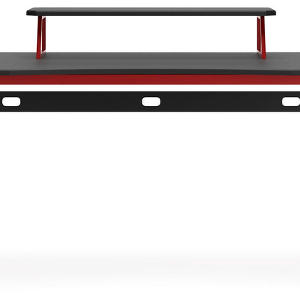 Lynxtyn - Red / Black - Home Office Desk With Raised Monitor Stand Signature Design by Ashley® 