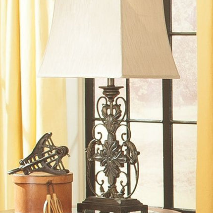 Sallee - Gold Finish - Poly Table Lamp Ashley Furniture 