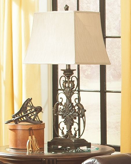 Sallee - Gold Finish - Poly Table Lamp Ashley Furniture 