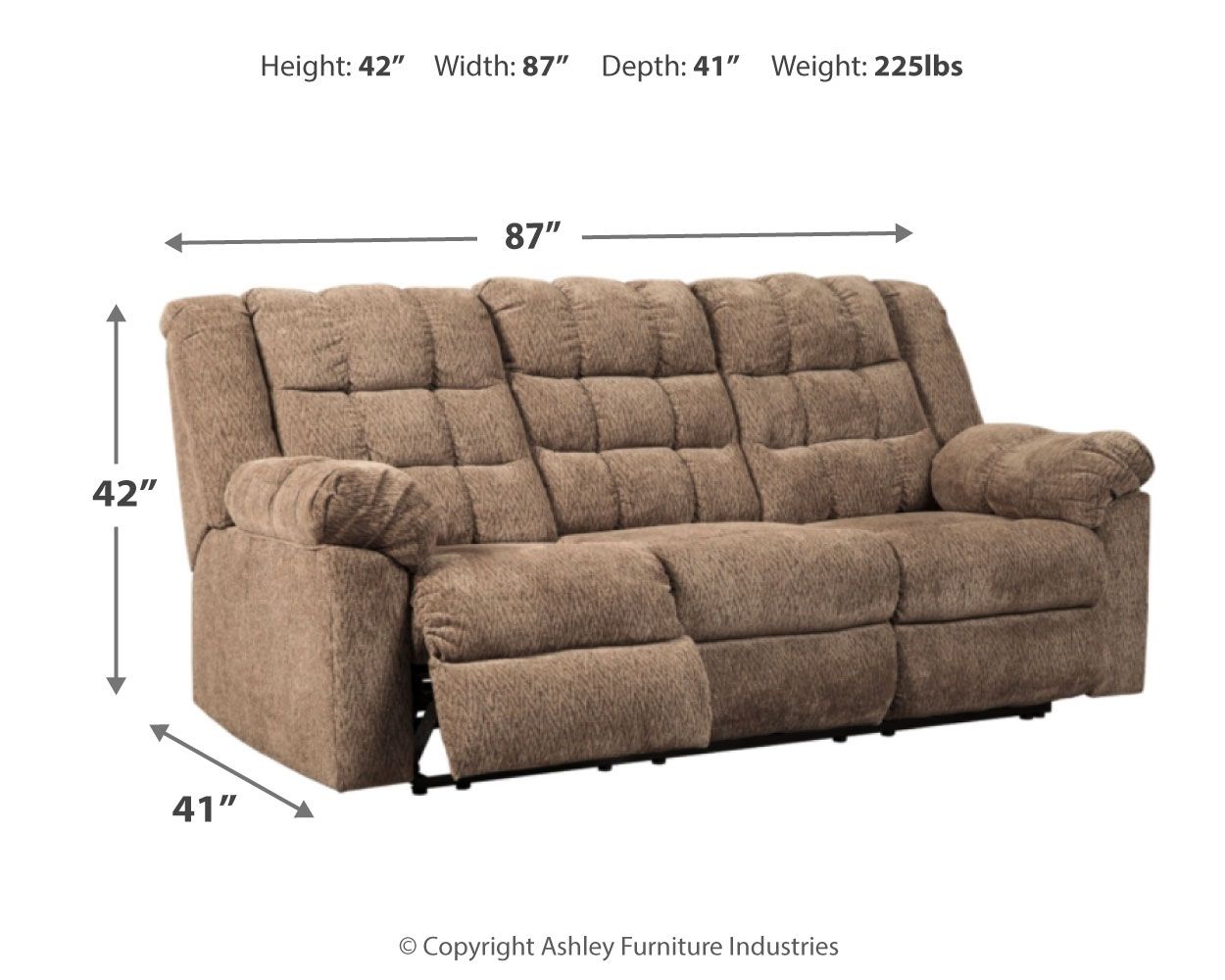 Workhorse - Cocoa - Reclining Sofa Ashley Furniture 
