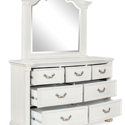 Montelaine - Antique White - Dresser And Mirror Benchcraft® 