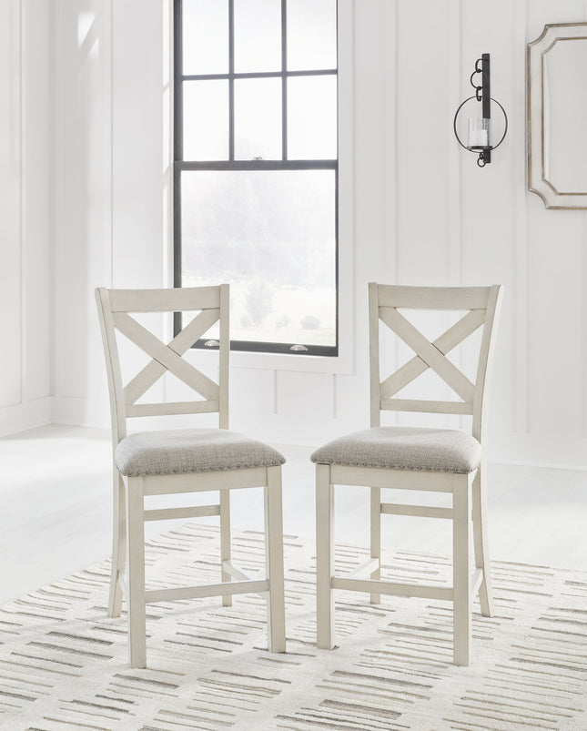 Robbinsdale - Antique White - Upholstered Barstool (Set of 2) - Tony's Home Furnishings