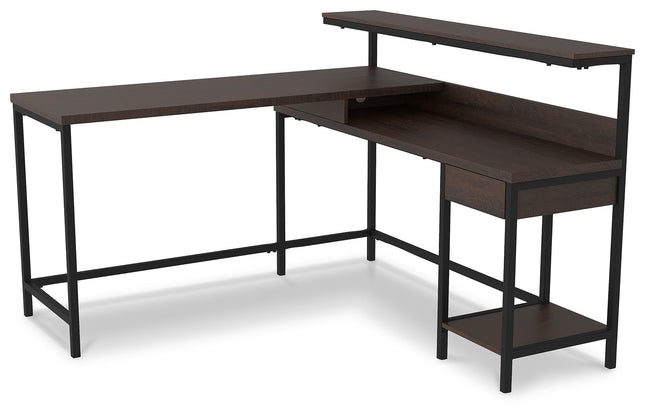 Camiburg - Warm Brown - L-desk With Storage Ashley Furniture 