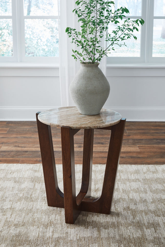 Tanidore - Warm Brown - Round End Table Signature Design by Ashley® 