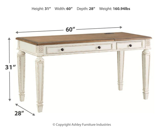 Realyn - White / Brown - Home Office Lift Top Desk Ashley Furniture 