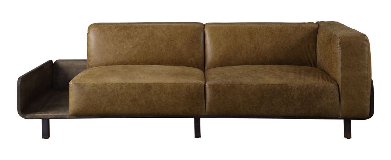 Blanca - Sofa - Chestnut Top Grain Leather & Rustic Oak - Tony's Home Furnishings