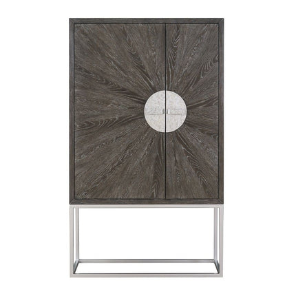 Andra - Bar Cabinet - Hand Brushed Gray Oak & Chrome ACME 