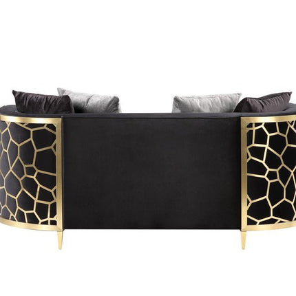 Fergal - Loveseat - Black Velvet & Gold Finish ACME 