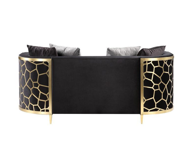 Fergal - Loveseat - Black Velvet & Gold Finish ACME 