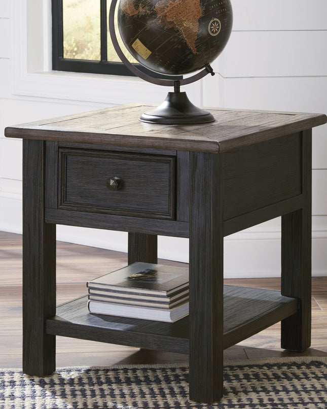 Tyler - Grayish Brown / Black - Rectangular End Table Ashley Furniture 