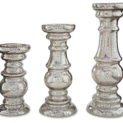 Rosario - Silver Finish - Candle Holder Set (Set of 3) Ashley Furniture 