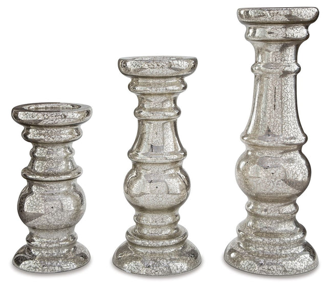 Rosario - Silver Finish - Candle Holder Set (Set of 3) Ashley Furniture 