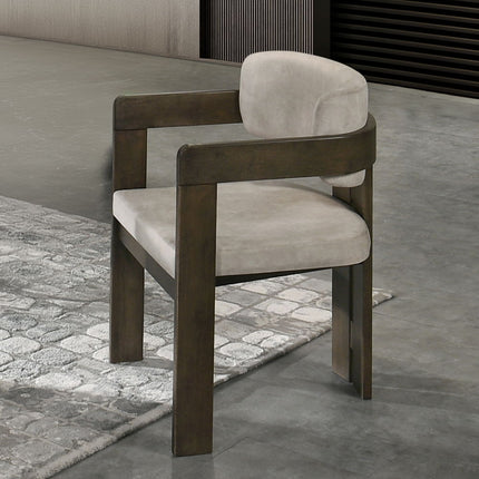 Destin - Side Chair - Light Gray Fabric & Walnut Finish ACME 