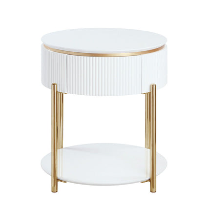 Daveigh - End Table - White High & Gold ACME 