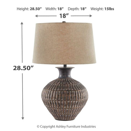 Magan - Antique Bronze Finish - Metal Table Lamp Ashley Furniture 