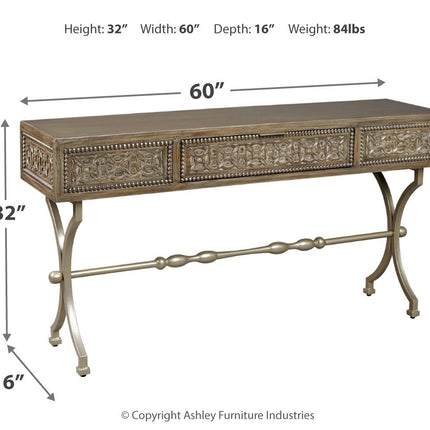 Quinnland - Antique Black - Console Sofa Table Ashley Furniture 