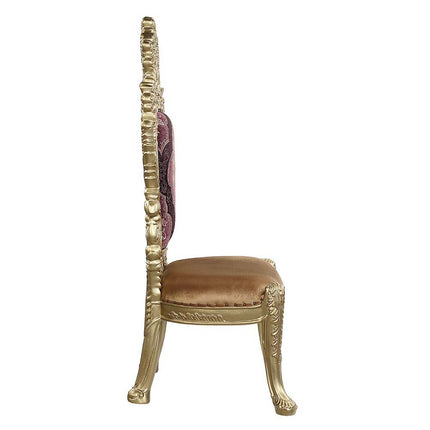 Bernadette - Side Chair (Set of 2) - Pattern Fabric & Gold Finish ACME 