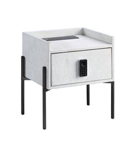 Metis - Nightstand - Vintage White Top Grain Leather ACME 