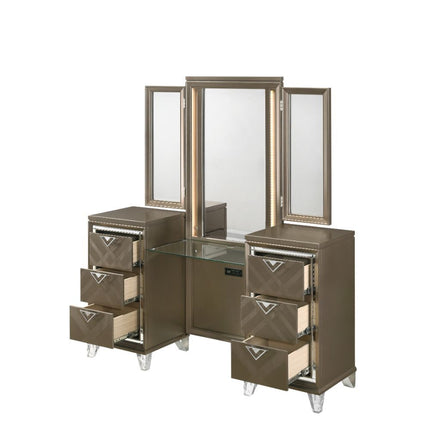 Skylar - Vanity Desk - Led & Dark Champagne ACME 