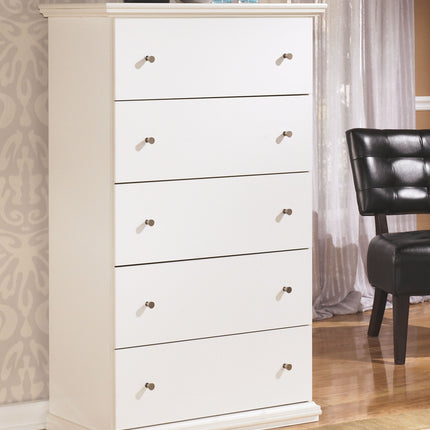 Bostwick - White - Five Drawer Chest Ashley Furniture 