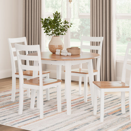 Gesthaven - Round Dining Room Drop Leaf Table Set Signature Design by Ashley® 