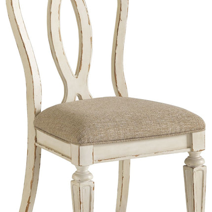 Realyn - Chipped White - Dining Uph Side Chair (Set of 2) - Ribbonback Ashley Furniture 