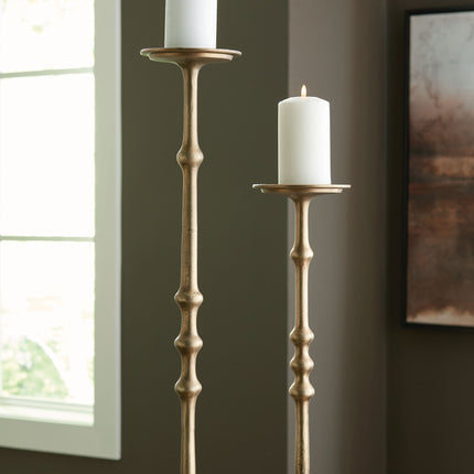 Larwick - Antique Brass Finish - Candle Holder Set (Set of 2) - Tony's Home Furnishings