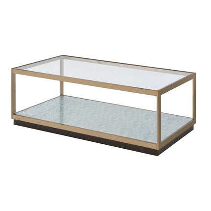 Kaia - Coffee Table - Glass & Gold ACME 