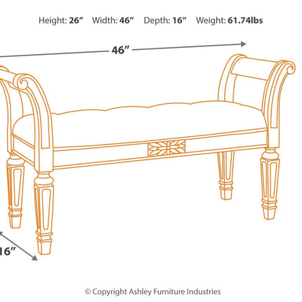 Realyn - Antique White - Accent Bench Ashley Furniture 