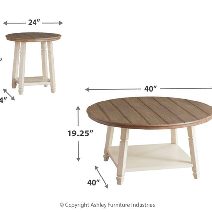 Bolanbrook - White / Brown / Beige - Occasional Table Set (Set of 3) Ashley Furniture 