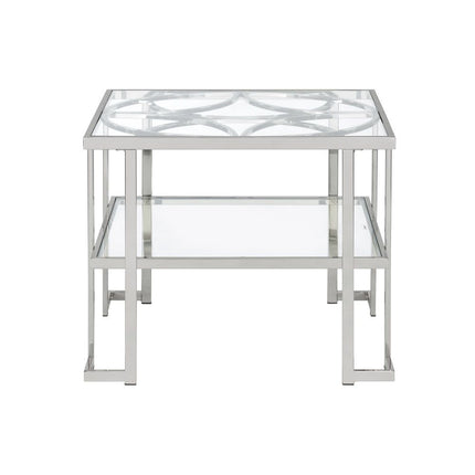 Kalan - End Table - Glass & Silver - Tony's Home Furnishings